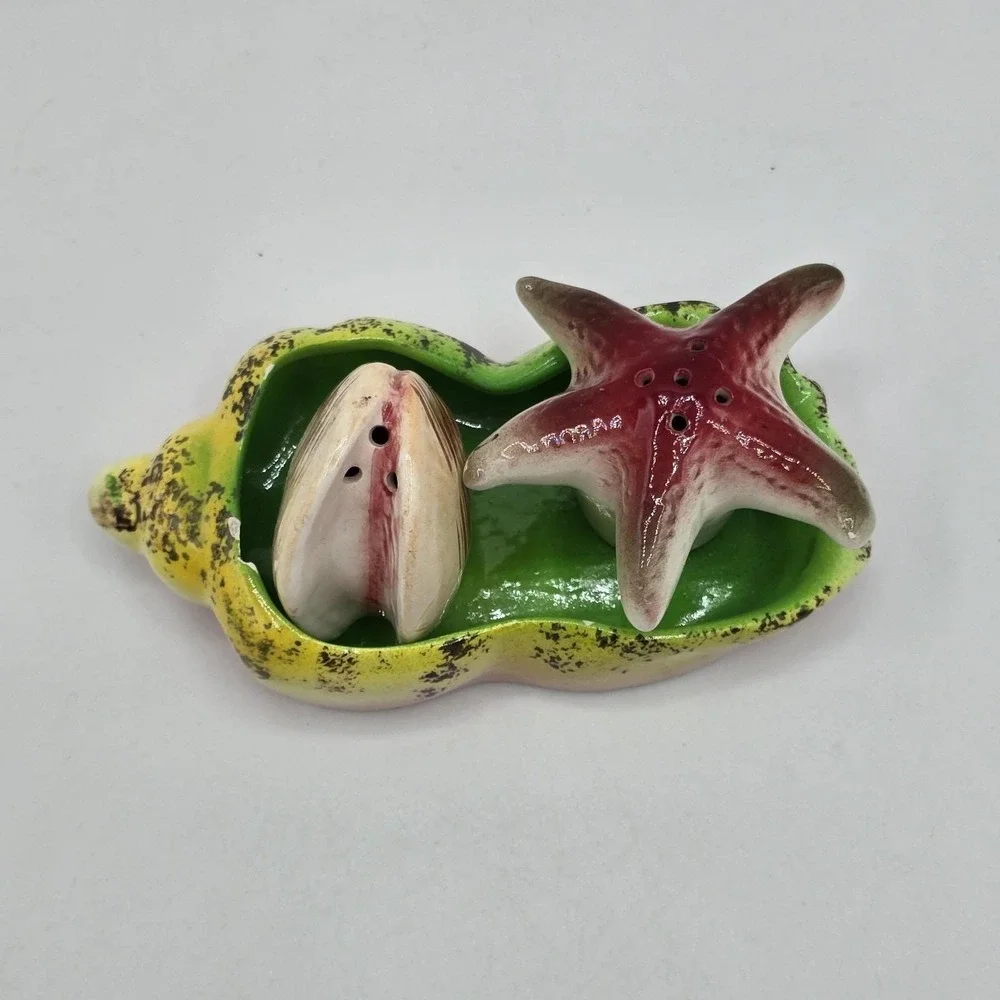Starfish Shell Salt Pepper Shakers Beach Ocean Vintage Japanese Mid Century